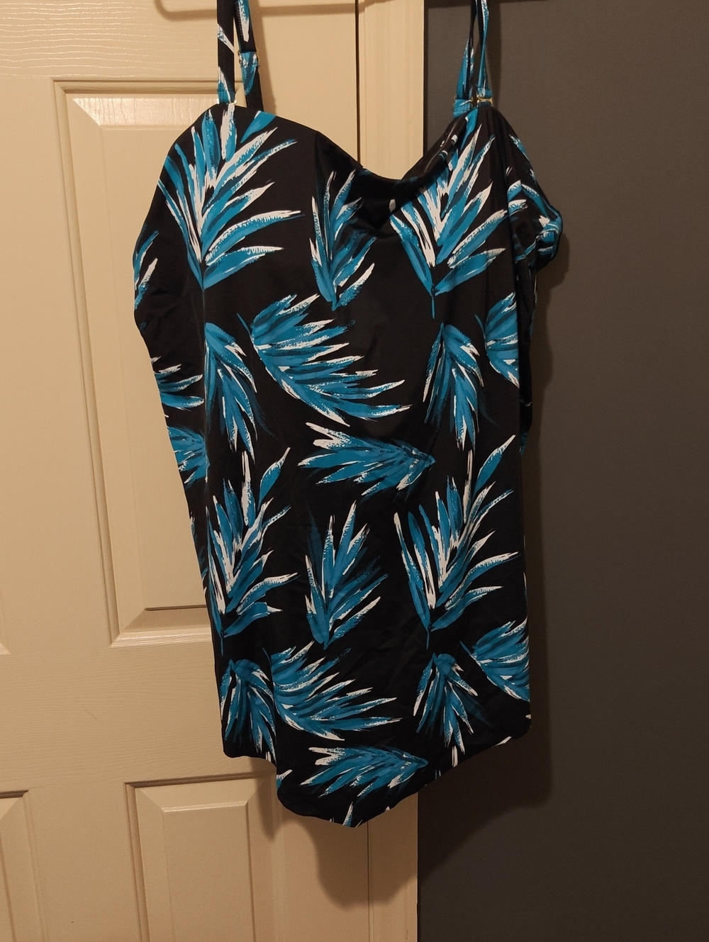Blue Palm-Print Swimsuit Top Only
